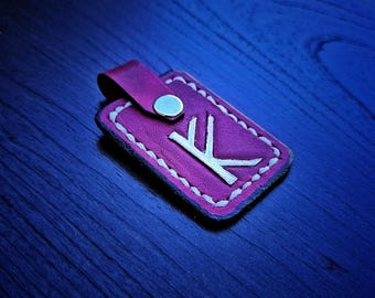 Forest King leather keychain (red and white)