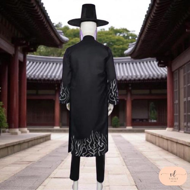 Jinu Grim Reaper Hanbok Black Coat Set Outfits Cosplay Costume