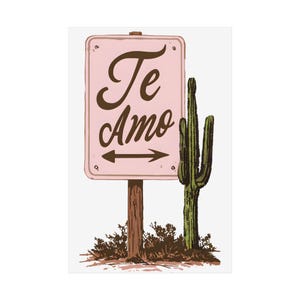 Desert Love Ungerahmtes Poster - wunderliche Wandkunst, Wohnkultur für Paare, Vintage Kaktus-Dekor, bedeutungsvolles Geschenk, Boho Ästhetik