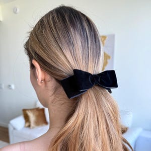 Classic Black Velvet Bow Barrette, Timeless Hair Clip for Everyday Chic Style