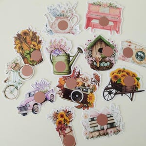 Challenge Défi Épargne Champêtre – 50euros à économiser – Stickers à gratter – Style Vintage Fleuri