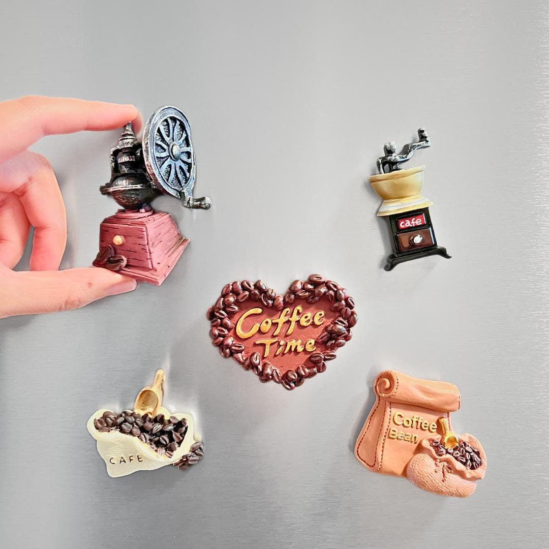 Mini Coffee Grinder & Coffee Bean Fridge Magnets – Vintage Aesthetic ...