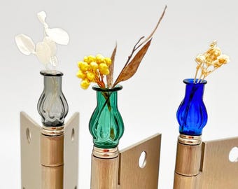 Mini Glass Vase Hinge Topper/Hinge Head, Magnetic Mini Vase for Door Hinges or Fridge, Cute Handmade Home Decor Gift