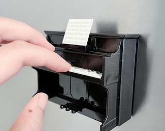 Miniature Piano Fridge Magnet With Music Sheet, Elegant Home Decor - Unique Gift for Musicians, Music Lovers, Piano Lovers, and Collectors