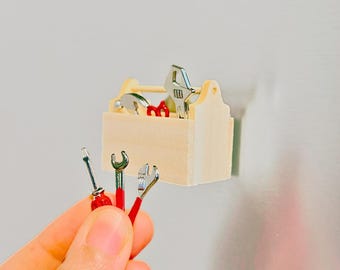 Mini Toolbox Fridge Magnet with Tiny Tools – Cute Workshop Decor – Fun Gift for DIY Lovers, Handymen, Housewarming
