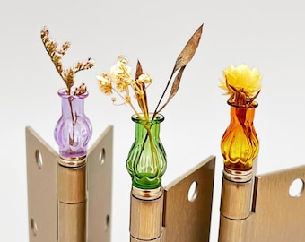 Mini Glass Vase Hinge Topper/Hinge Head, Magnetic Mini Vase for Door Hinges or Fridge, Cute Handmade Home Decor Gift