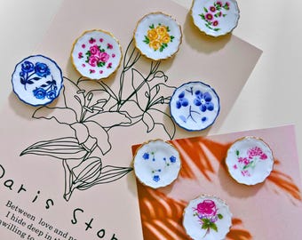 Mini Vintage Style Plate Fridge Magnets – Retro Ceramic Style - Unique Gift for Her, Mother’s Day, Birthday, Kitchen Decor or Housewarming