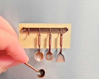 Mini Kitchen Utensil Fridge Magnet – Vintage Style Copper-Color Cooking Tools Set – Gift for Chefs & Home Cooks, Housewarming, Birthday