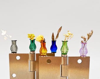 Mini Glass Vase Hinge Topper/Hinge Head, Magnetic Whimsical Home Decor, Mother's Day Gift, Miniature Home Decor, Housewarming Gift