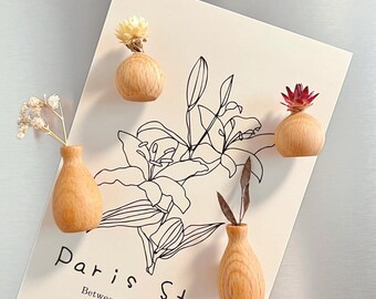 Mini Wooden Vase Fridge Magnets – Rustic Aesthetic Kitchen Decor – Unique Cute Gift for Her, Birthday, Housewarming, Fall/Autumn home decor