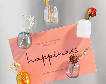 Mini Glass Vase Fridge Magnets – Vintage Style Flower and Cat Whisker Holder – Unique Gift for Her, Housewarming, Pet Lover, Fall Home Decor