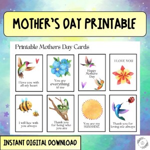 Tarjeta imprimible para el Día de la Madre, regalo para el Día de la Madre, mensaje escrito a mano, descarga instantánea
