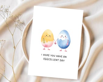 Happy Easter Cards Eggcellent Egg Friends Instant Digital Download
