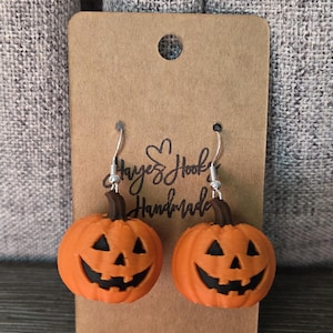 Kolczyki z dyni Jack-o’-Lantern drukowane w 3D | Upiorne, jesienne kolczyki wiszące na Halloween