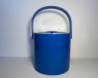 Vintage George Briard Cobalt Blue Ice Bucket with Lid | Retro Barware | Mid Century Modern
