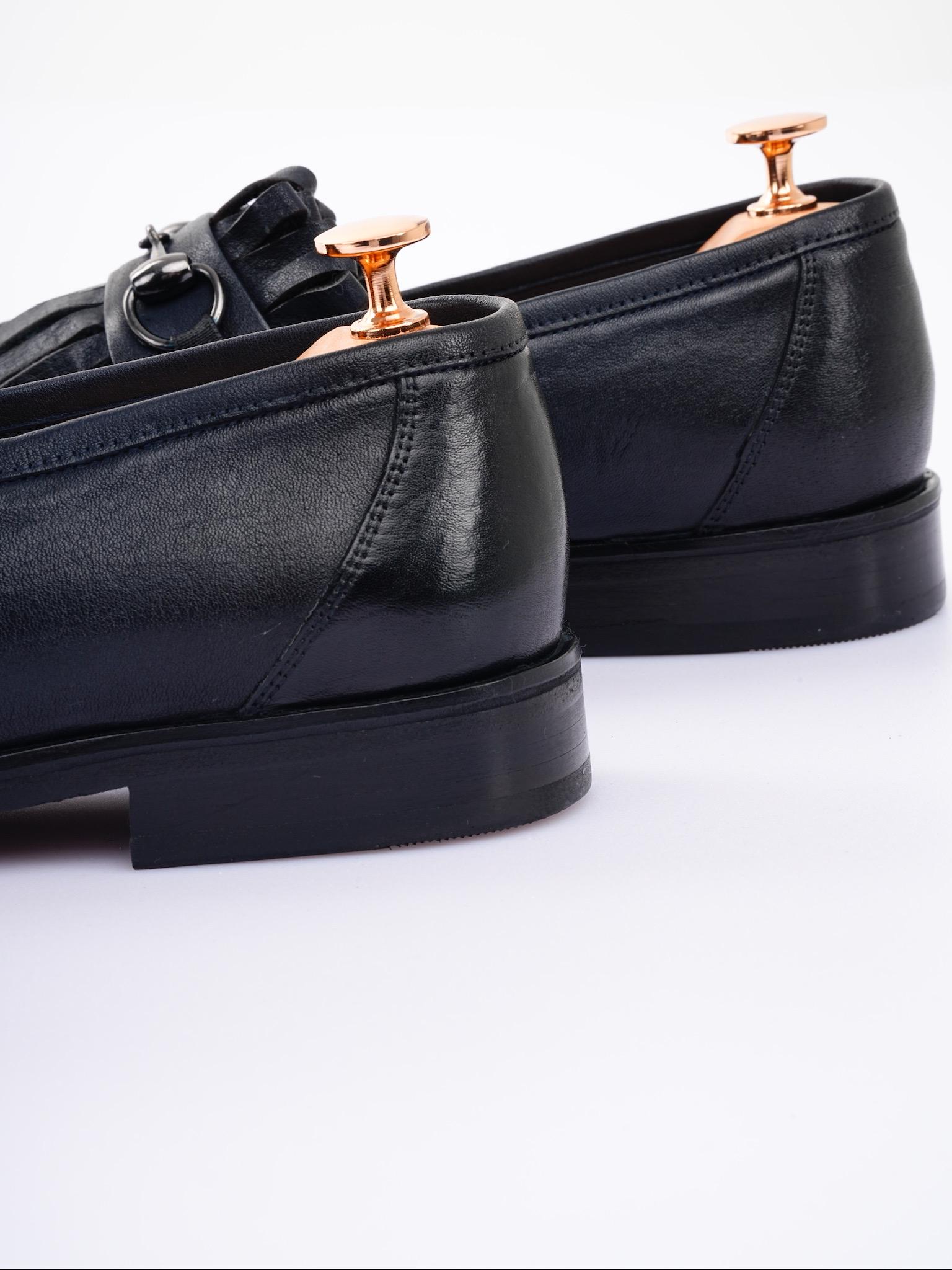 Samello Men 44 US 11 Tassel Horsebit Loafers Gold Hardware Black Leather Shoes Horsebit Loafer | Black Suede - Armin Last main image 4