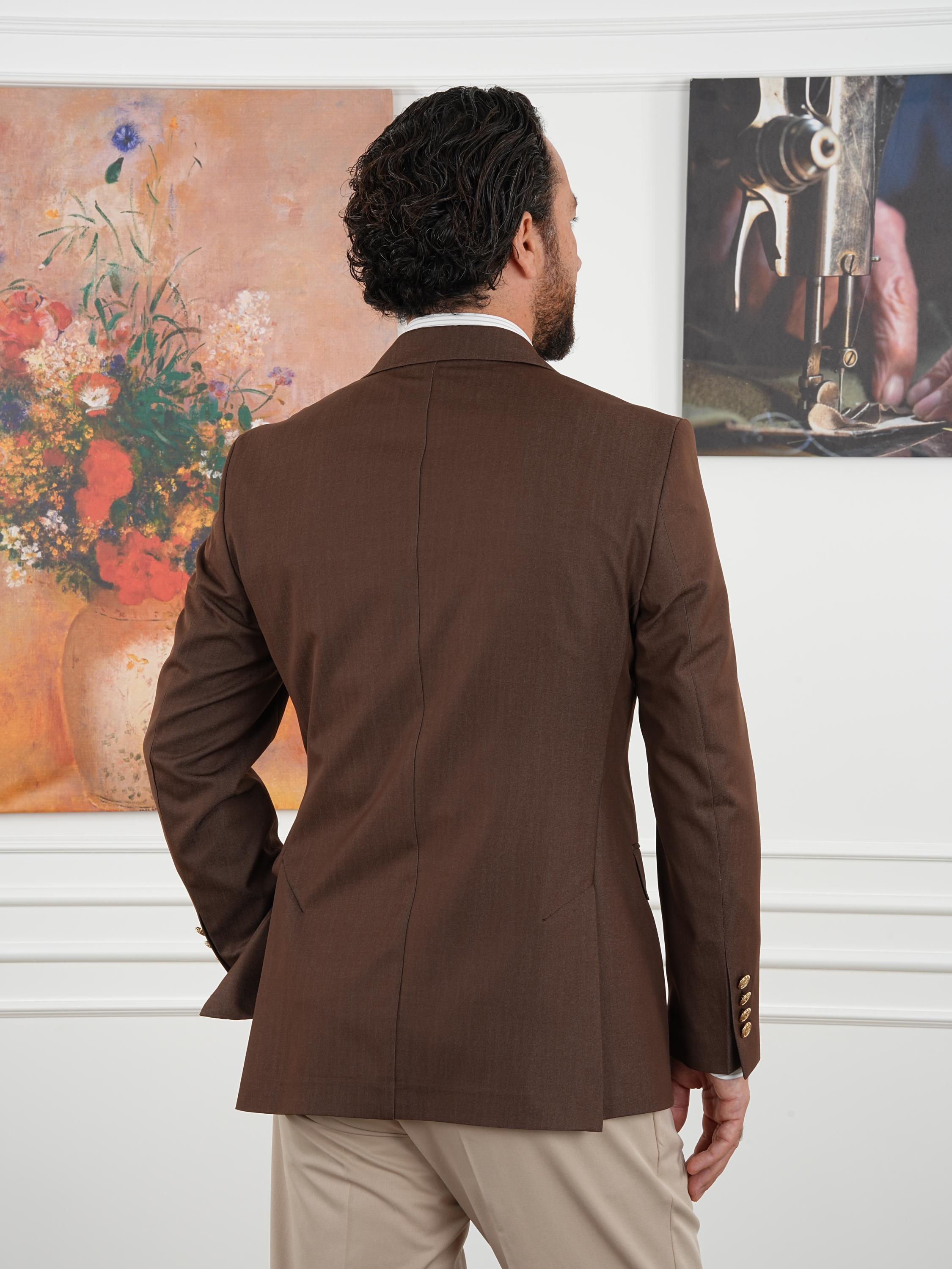 Parez Suitsのブラウンブレザースリムフィットフォーマルジャケット