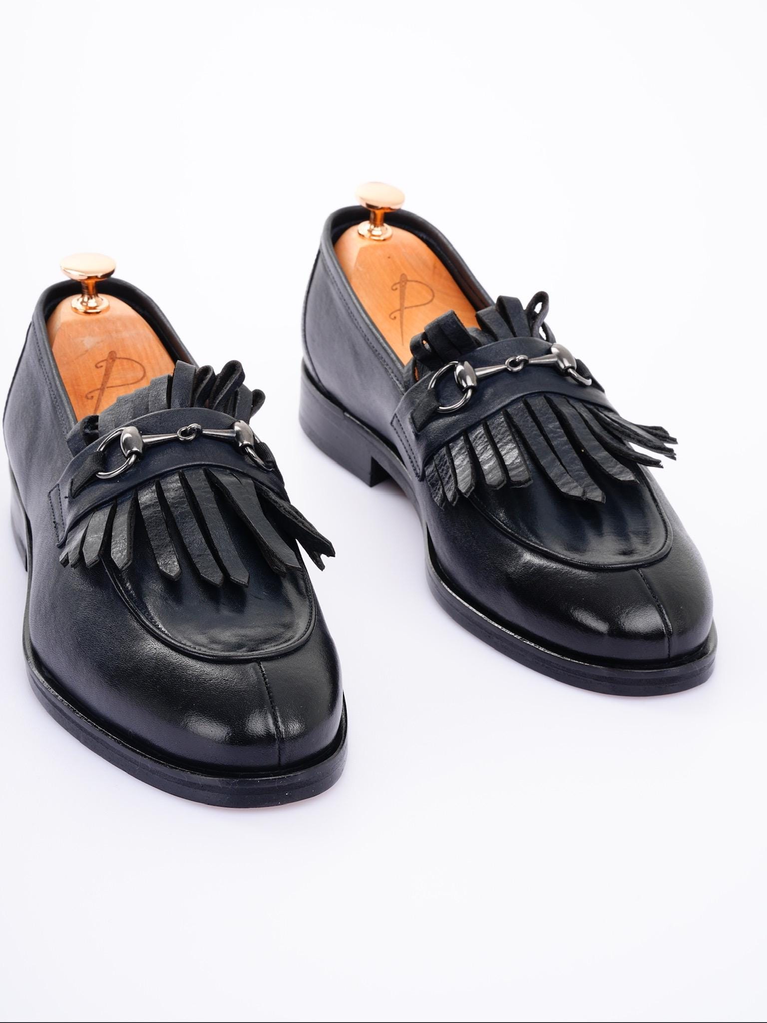 Balmain Paris Men’s Black Leather Kiltie Tassel Loafers Size US 10 D Clint Black Calf Leather Kiltie Loafers main image 2