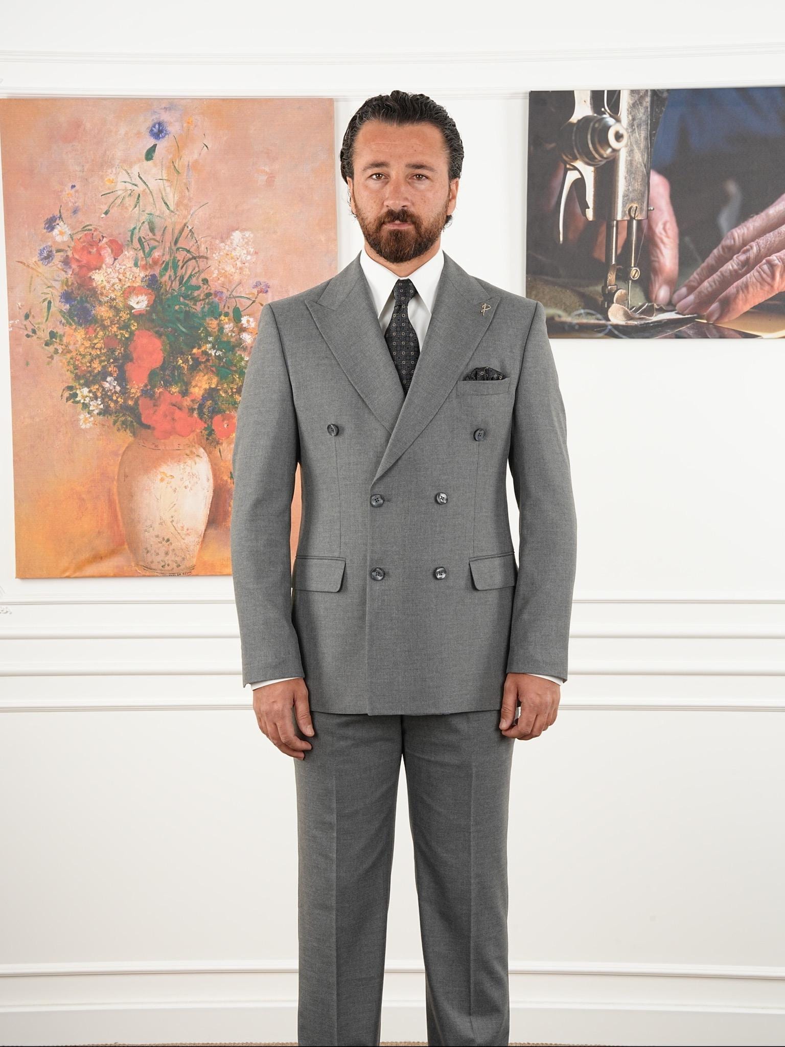 Tailored Fit Gray Double Breasted Full Suit Regular Parez Suits - Etsy