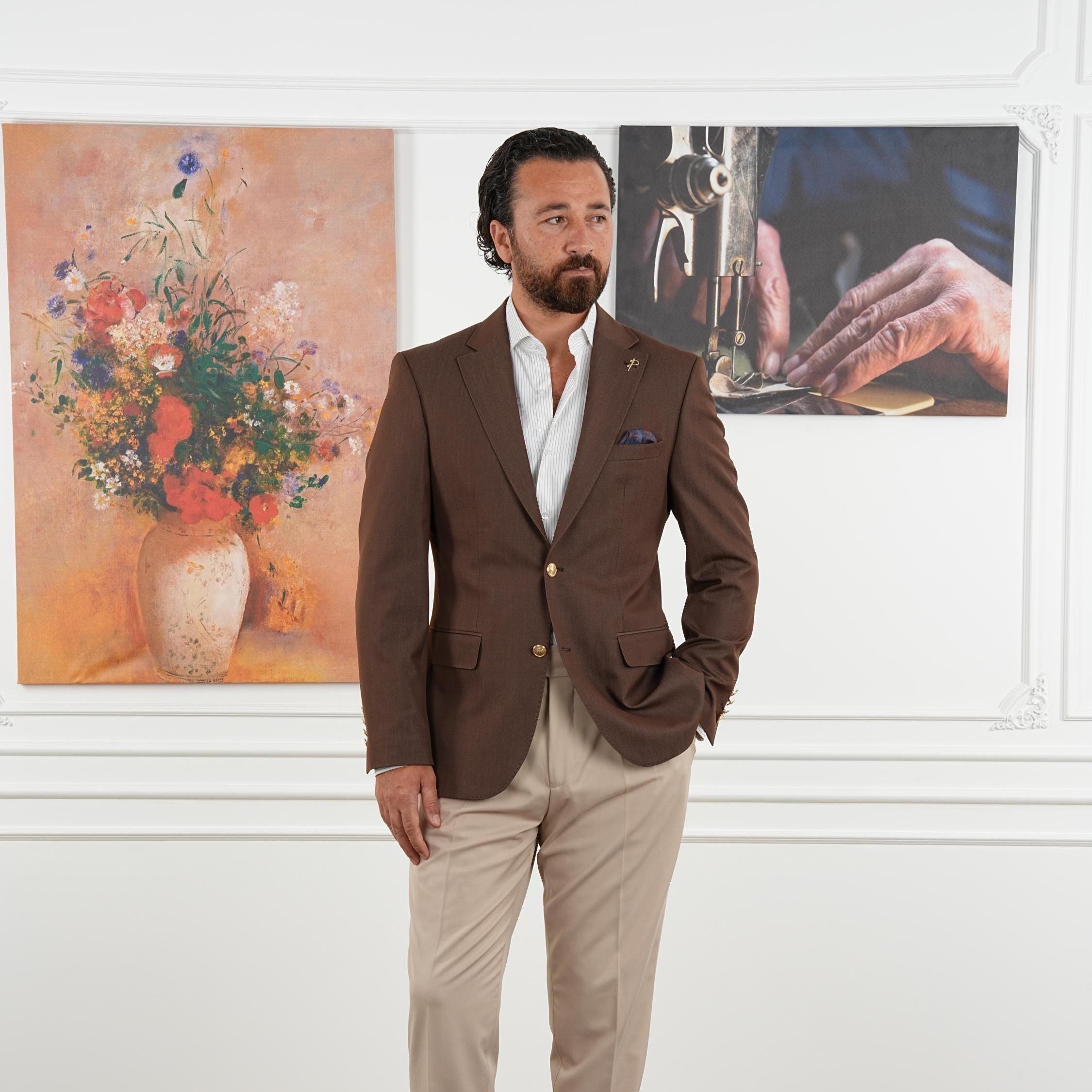 Brown Blazer Slim Fit Formal Jacket From Parez Suits