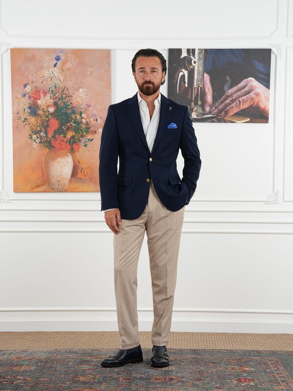 black dress pants with blue blazer I Uomo Mens Solid Black 100% Wool Regular Fit Blazer Sportcoat, 44 / Short main image 1
