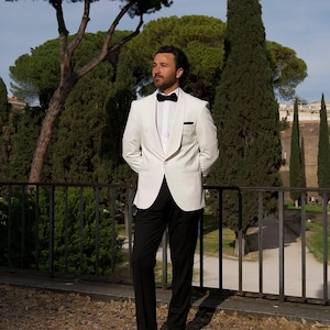 Ivory Tuxedo for Men Wedding Suit Groom Slim Fit Fancy Tux Unique Blazer Formal Suit for Events Dinner Prom Party Custom Made Groom tuxedo