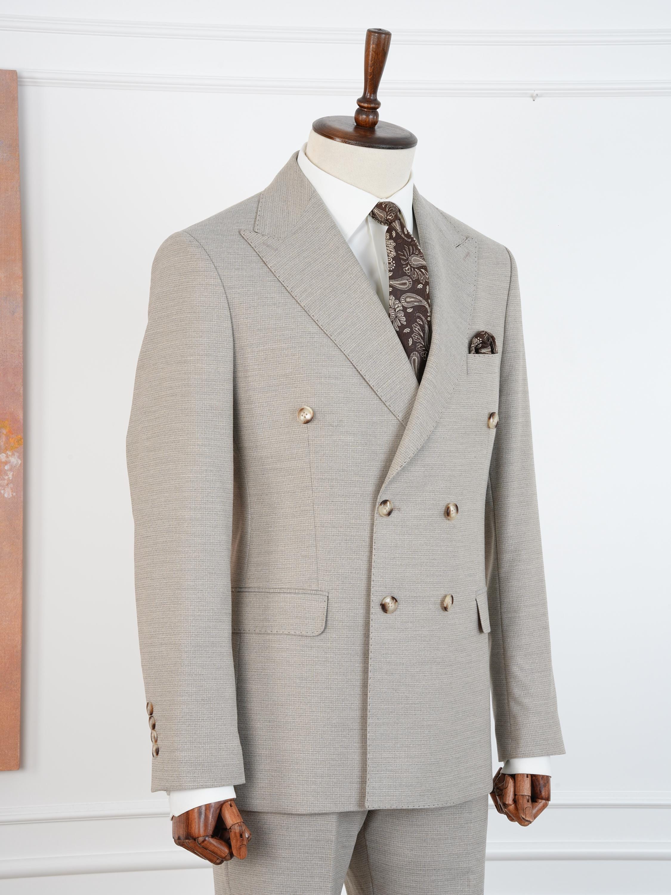 Beige Double Breasted Suit - Etsy