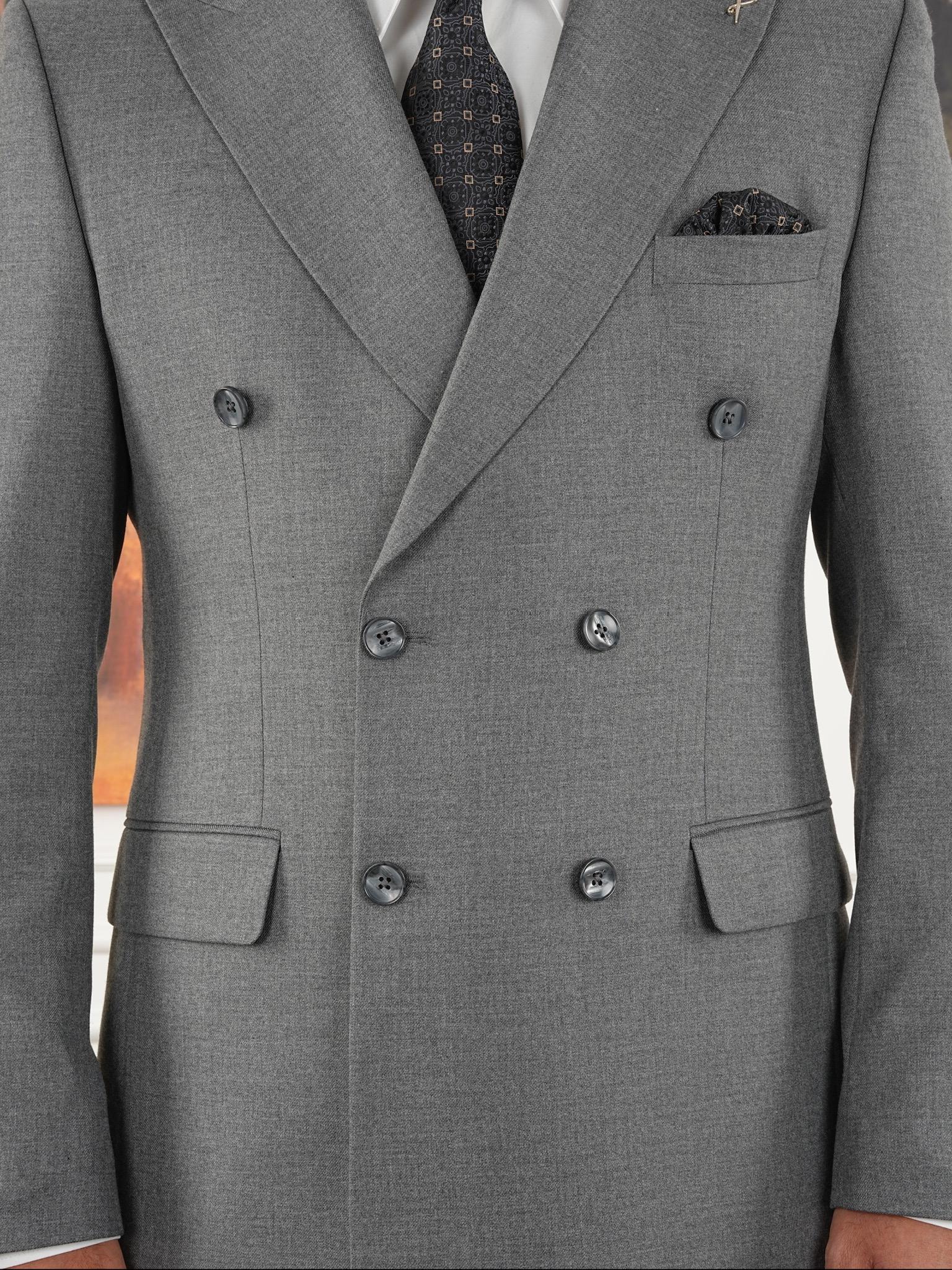 Tailored Fit Gray Double Breasted Full Suit Regular Parez Suits - Etsy