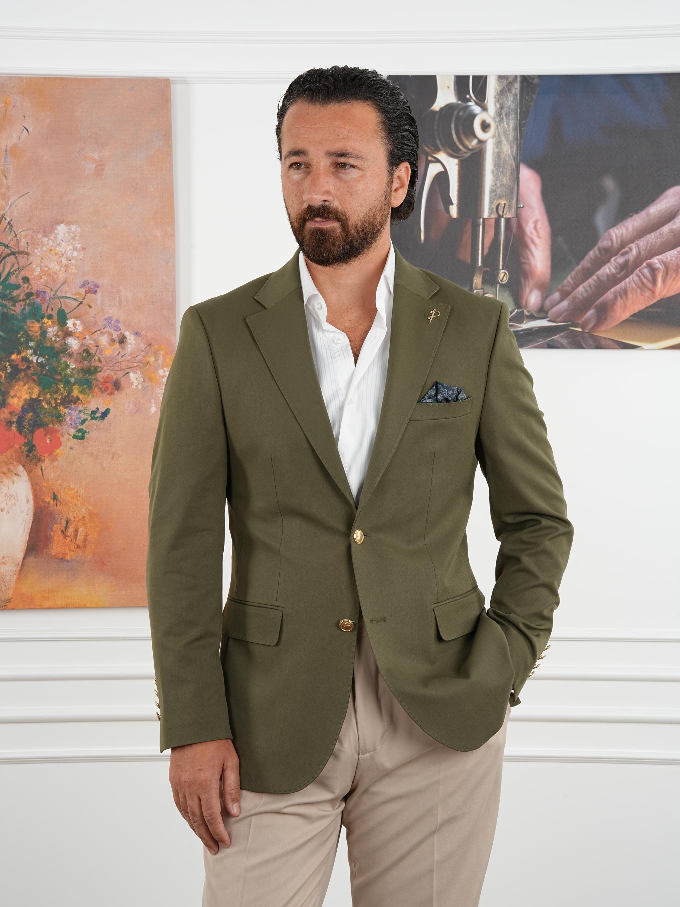 olive green dress jacket Olives Blazer: Slim Fit Formal from Parez Suits olive blazer outfit
