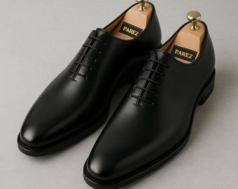 Mens Black Leather Oxford Shoes - Parez