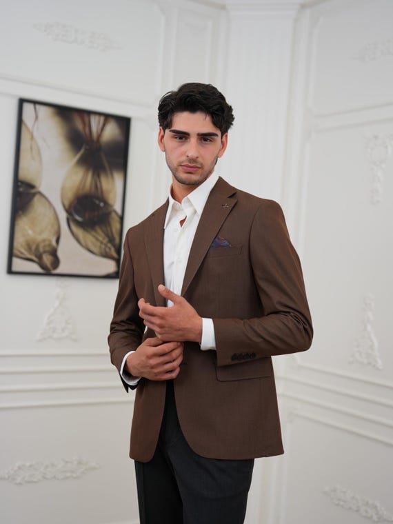 Wood brown Blazer: Slim Fit Formal Jacket from Parez Suits Wood brown Blazer: Slim Fit Formal Jacket from Parez Suits