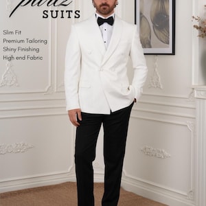 Ivory Wedding Tuxedo Slim Fit Groom Suit Fancy Reception Outfit Formal Dinner Prom Blazer Unique White Suit for Men Ceremony Look tuxedo
