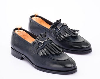 Mezlan Mens Loafers Size 11.5 M Black Leather Tassel Kiltie Dress Shoes Romano Mezlan Tassel Loafers Men main image 3