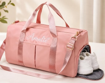Personalisierte Sporttasche mit Schuhfach, benutzerdefinierte Name Reisetasche, Tanztasche, Weekender Tasche