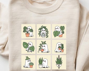 Lustige Pflanzen Geist Sweatshirt, Halloween Pflanze Lady Shirt, Pflanzen Liebhaber Geschenk, Geist Rundhals Sweatshirt, gruselige Gärtner Shirt