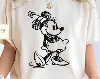 Camiseta clásica de Minnie Disney Comfort Colors®, camiseta retro de Disney, camiseta de vacaciones en Disneyland, camiseta con pose de Minnie Mouse para mujer