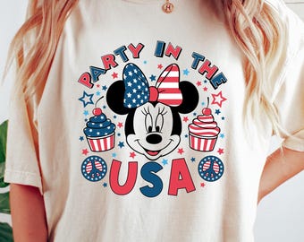 Minnie Party In The USA Stripes Shirt, Disney 4th Of July Shirt, Minnie Fourth Of July Shirt, Disney Independence Day Trip Shirt