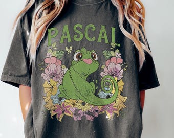 Koszulka Comfort Colors® Retro Pascal Tangled, koszulka Disney Rapunzel, koszulka Magic Kingdom Trip, kwiatowy prezent dla księżniczki, koszulka Disneyland