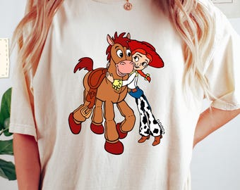 Chemise Jessie et Bullseye Comfort Colors®, t-shirt Toy Story Disney, chemise Cowgirl Disney vintage, chemise voyage en famille Disney, t-shirt Disneyworld