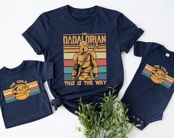 Camiseta a juego de Dadalorian y el Niño, Camiseta de Dadalorian y el Niño, Camisetas a juego de Star Wars para papá y bebé, Camiseta del Día del Padre