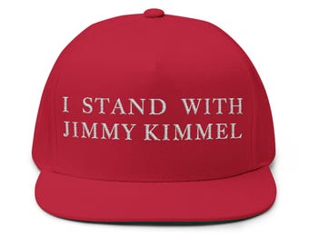 Apoyo a Jimmy Kimmel, gorra de visera plana, gorra de protesta bordada, estilo MAGA, sátira, apoyo a la libertad de expresión, presentador de televisión nocturna contra la censura