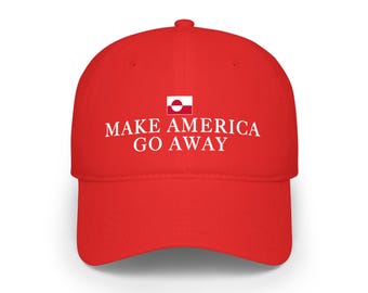 Gorra de béisbol de algodón de perfil bajo "Make America Go Away" (Que Estados Unidos se vaya) Protesta contra Groenlandia Burlarse de Trump Gorra MAGA Solidaridad con el pueblo de Groenlandia