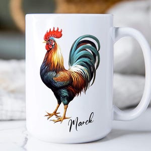 Rooster Mug, Custom Rooster Coffee Mug, Farm Animal Coffee Cup for Chicken Lovers, Rooster Gifts, Rooster Lover Gift, Rooster Cup, Rooster
