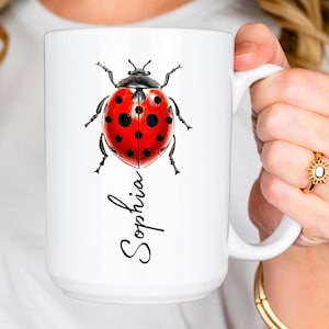 Personalized Ladybug Mug, Ladybug Coffee Mug, Ladybug Gifts, Ladybug Lover Gift, gardening enthusiast present, Ladybug Gift for her, Ladybug