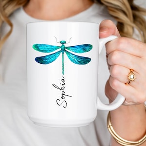 Dragonfly Mug, Custom Name Coffee Mug, Dragonfly Lover Gift, Dragonfly Gifts, Dragonfly Gifts for her, Dragonfly Cup, Dragonflies