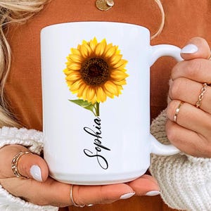 Sunflower Mug, Sunflower Ceramic Mug, Sunflower Gifts, Sunflower Coffee Mug, Sunflower Gifts for Women, Sunflower Gifts for her