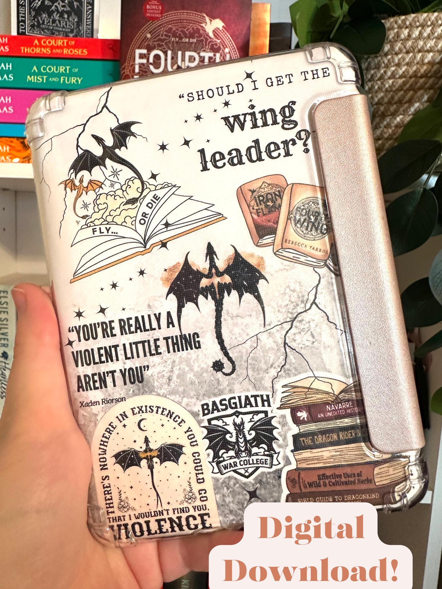 Fourth Wing Inspired Kindle Insert Romantasy E-Reader Design (Digital Download)
