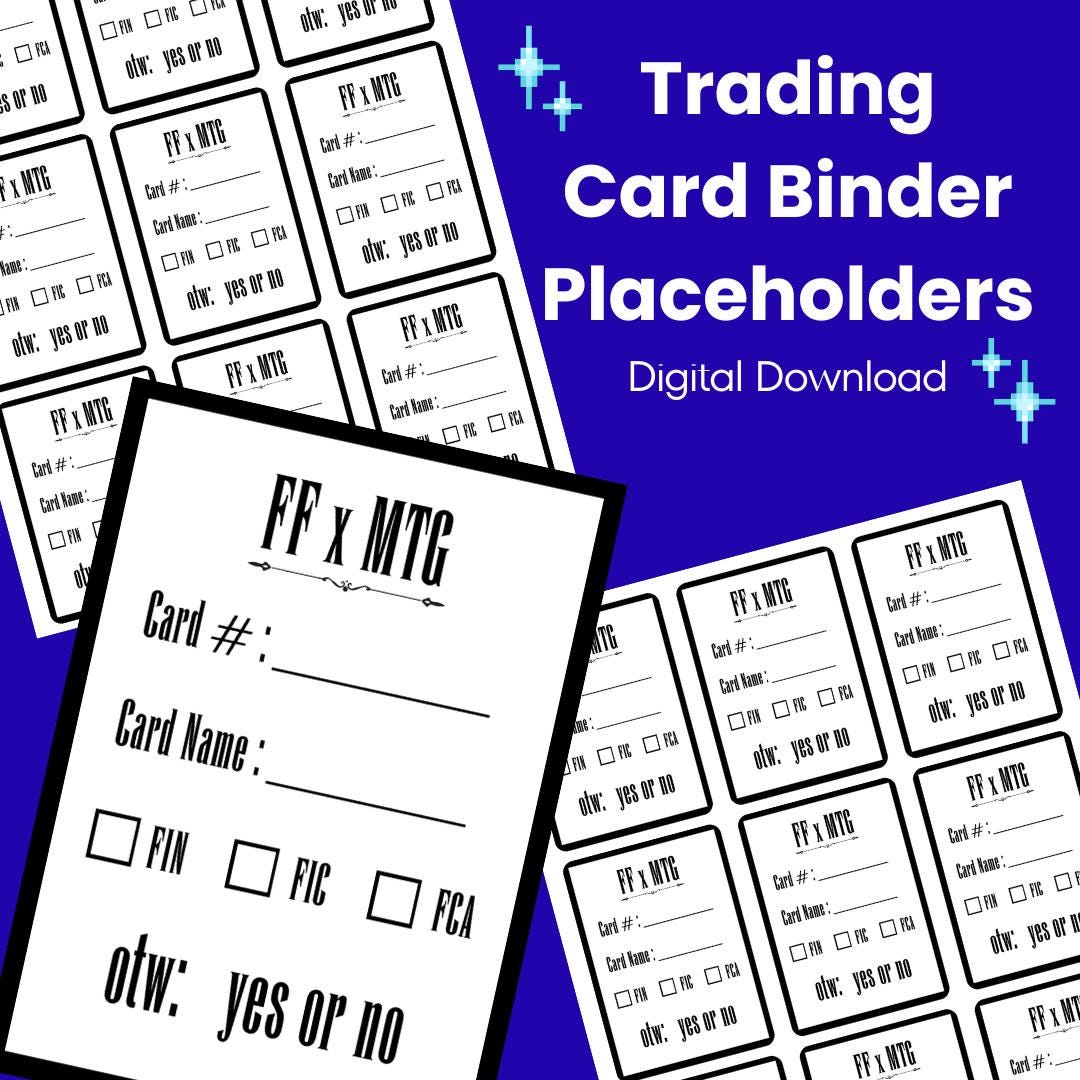 Role Playing Card Game Collector Placeholders - Etsy