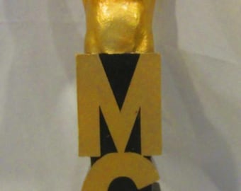 BEER tap handle Miller Genuine Draft MGD gold keg man vintage