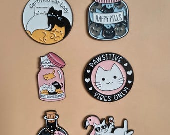 Spille smaltate a forma di gatto – Spilla a forma di animale – Regalo perfetto per gli amanti dei gatti